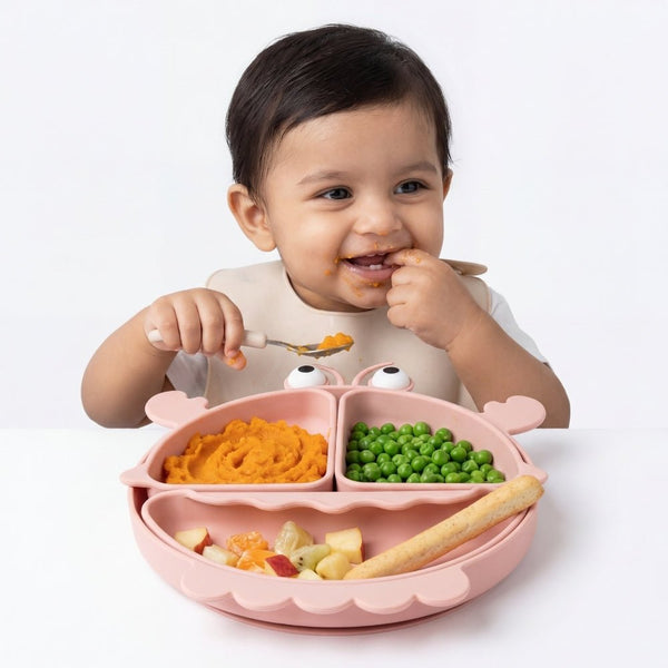 Baby Crab Silicon Suction Plate With 3 Section Plate, (4Months+)