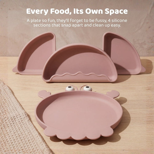 Baby Crab Silicon Suction Plate With 3 Section Plate, (4Months+)