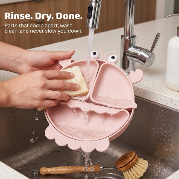 Baby Crab Silicon Suction Plate With 3 Section Plate, (4Months+)