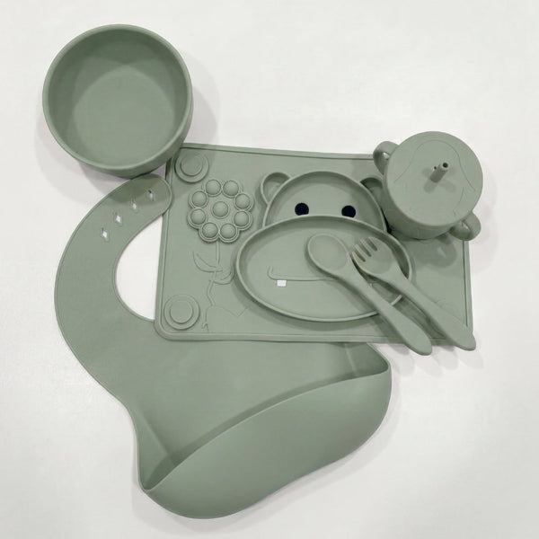 Baby Hippo Silicon Suction Feeding Set Of 6, (4Months+)