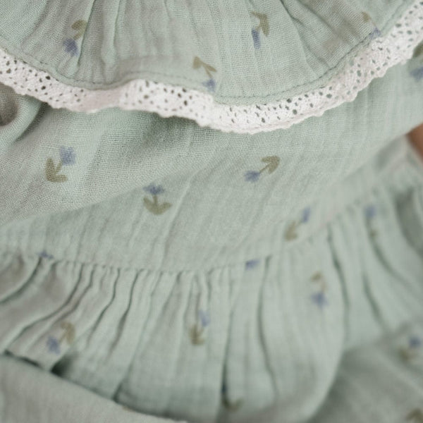 100% Cotton Mint Meadow Frock-Mint Green