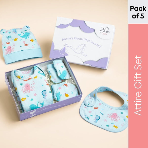 Vitamin Sea 100% Cotton Adorable Attire Gift Set Pack of 5 0 - 3 Months