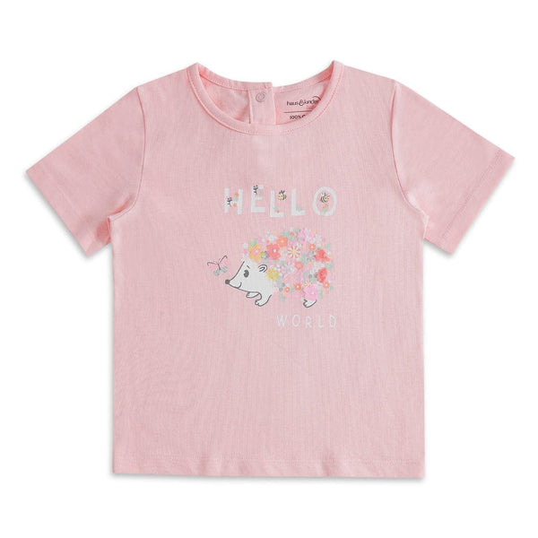 100% Cotton Half Sleeve Girl T-Shirt, Peach