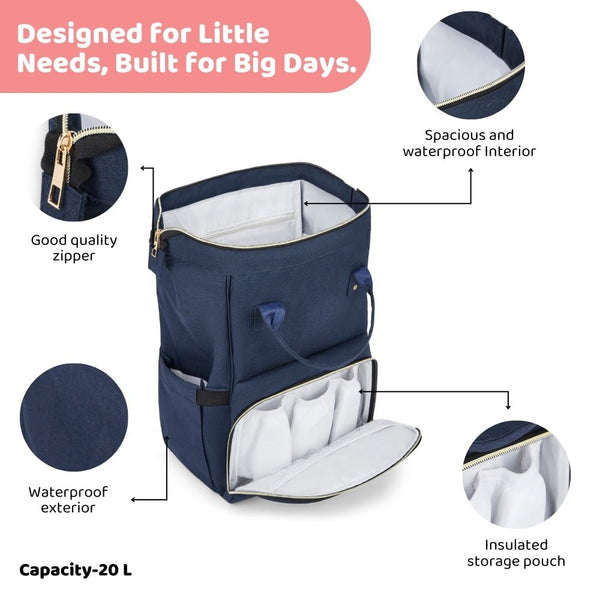 Navy Chic Diaper Bag Backpack (Capacity - 20L)
