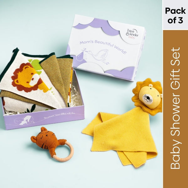 Jungle Party 100% Cotton Baby Shower Gift Box 0 - 12 Months Pack of 3