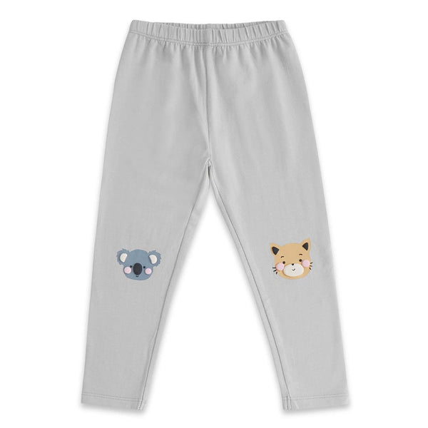 100% Cotton Full Length Girl Leggings, Grey