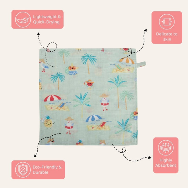 Tropical Twist 100% Cotton Pack of 5 Wash Cloth 0 - 12 Months