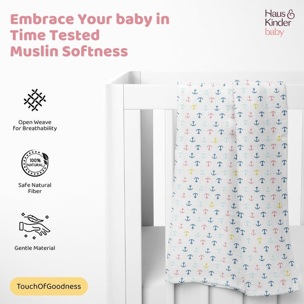 Oasis Collection 100% Cotton Muslin Swaddle Pack Of 3 | 0 to 3 Months