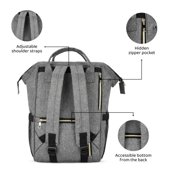 Grey Chic Diaper Bag Backpack (Capacity - 20L)