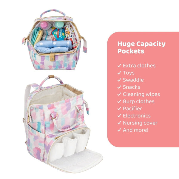 Color Splash, Art on Canvas - Chic Diaper Bag Backpack for New Moms