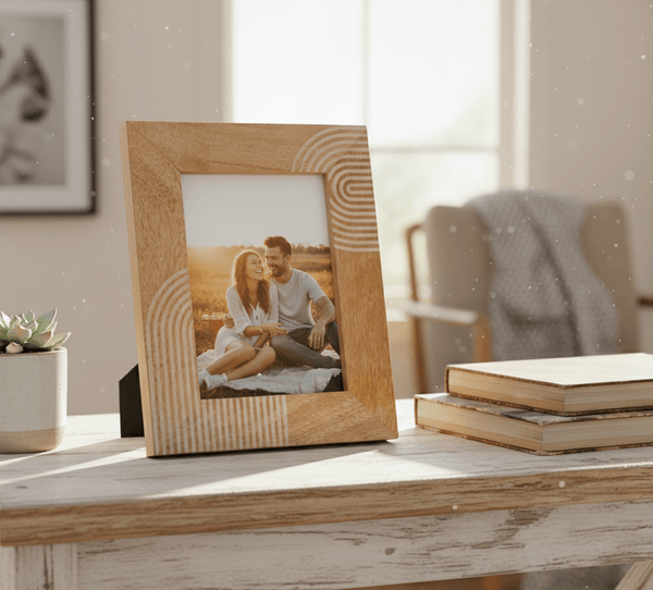 Abstract Grain Photo Frame- Natural Wood