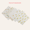 Jungle Party 100% Cotton Pack of 5 Wash Cloth 0 - 12 Months