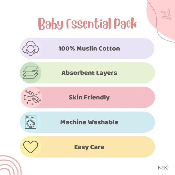Hippity Hop 100% Cotton Baby Essentials pack 0-4 Months
