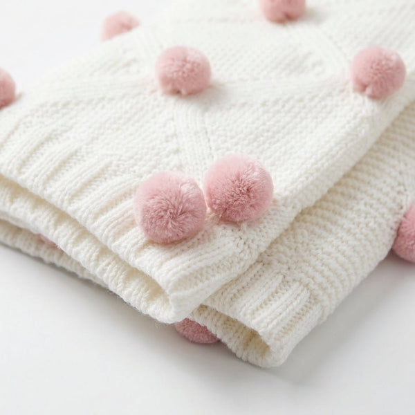 Bubblegum Pom Pom 100% cotton knitted Summer AC blanket 0 - 3 years