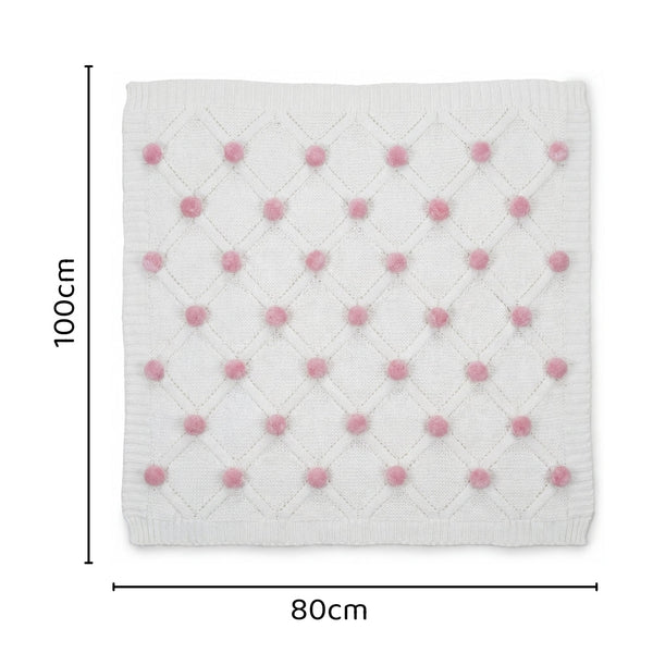 Bubblegum Pom Pom 100% cotton knitted Summer AC blanket 0 - 3 years