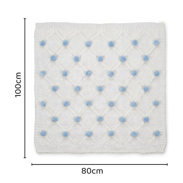 Whimsical Pom Pom 100%cotton knitted Summer AC blanket 0- 3 years