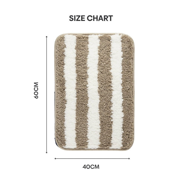 Plush Microfiber Stripe Bathmat, Beige