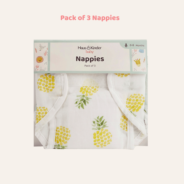 Tropical Twist 100% Cotton Pack of 3 Nappies