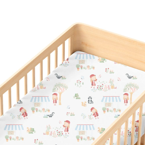 Scarlet in garden 100% Cotton Fitted Crib Sheet 0 - 1 years