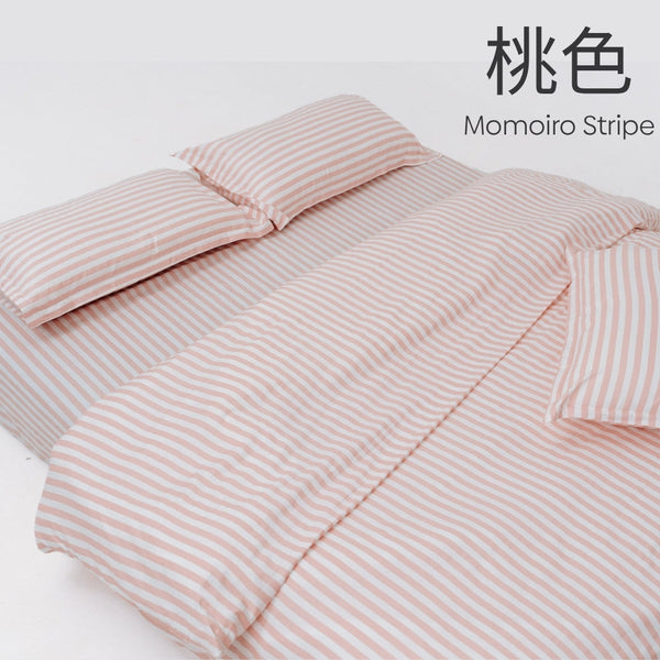Momoiro Stripe 100% Cotton Double Bedsheet, 186TC