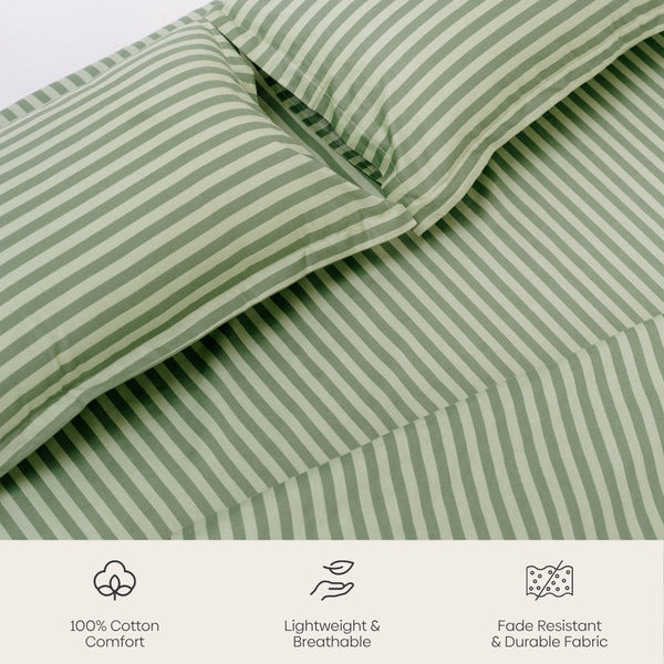 Tokiwairo Stripe 100% Cotton Double Bedsheet, 186TC
