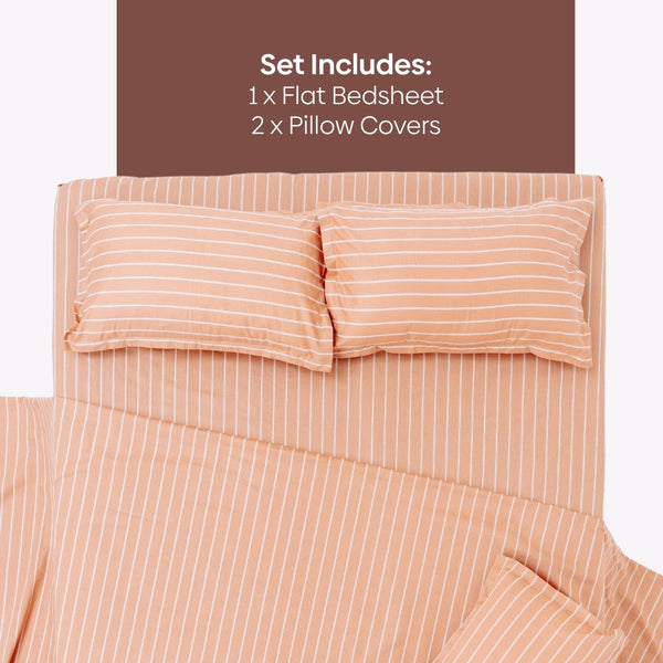 Kohaku Stripe, 100% Cotton King Size Bedsheet, 186 TC