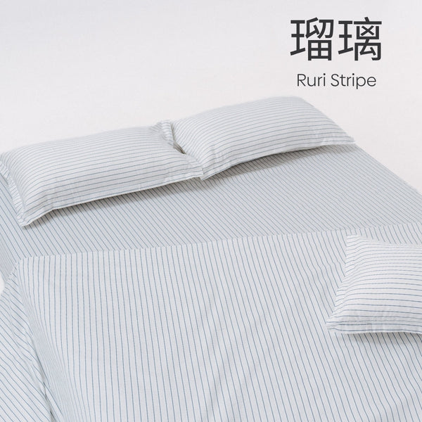 Ruri Stripe, 100% Cotton King Size Bedsheet, 186 TC