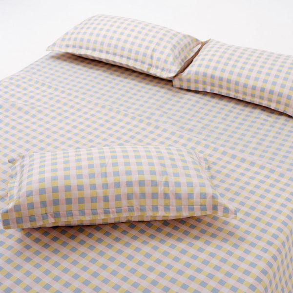 Awairo Check 100% Cotton Double Bedsheet, 186TC
