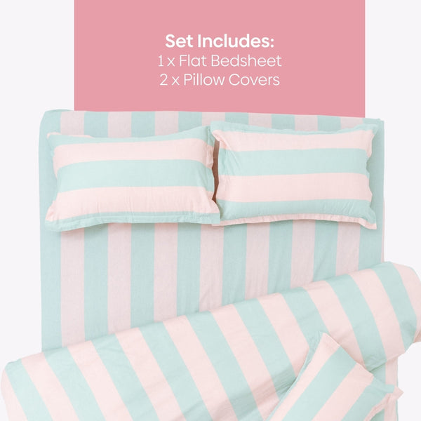 Nagomi Stripe, 100% Cotton King Size Bedsheet, 186 TC