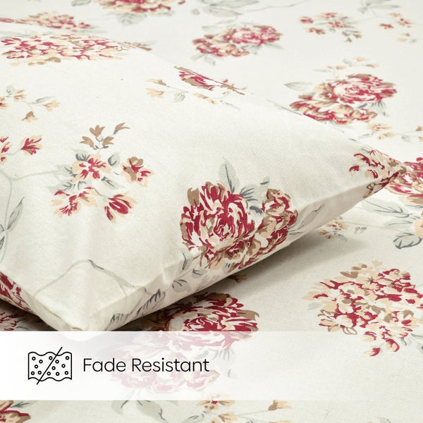English Rose Reverie Single Fitted Size Bedsheet, 186 TC