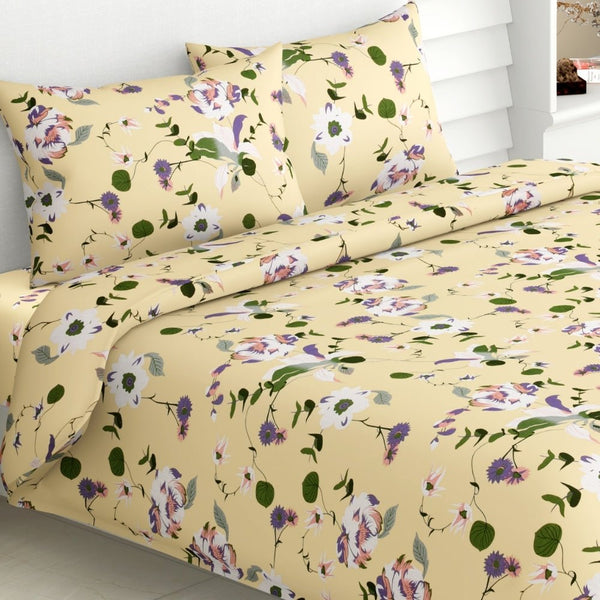Bold Floral 100% Cotton Double Bedsheet, 144 TC