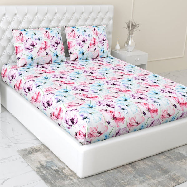 300 TC Satin Royale Bedsheet Floreal Mystique, Multicolor
