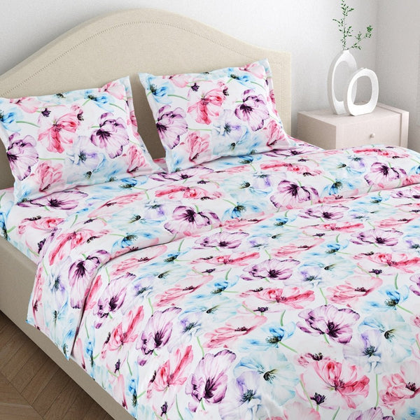 300 TC Satin Royale Bedsheet Floreal Mystique, Multicolor