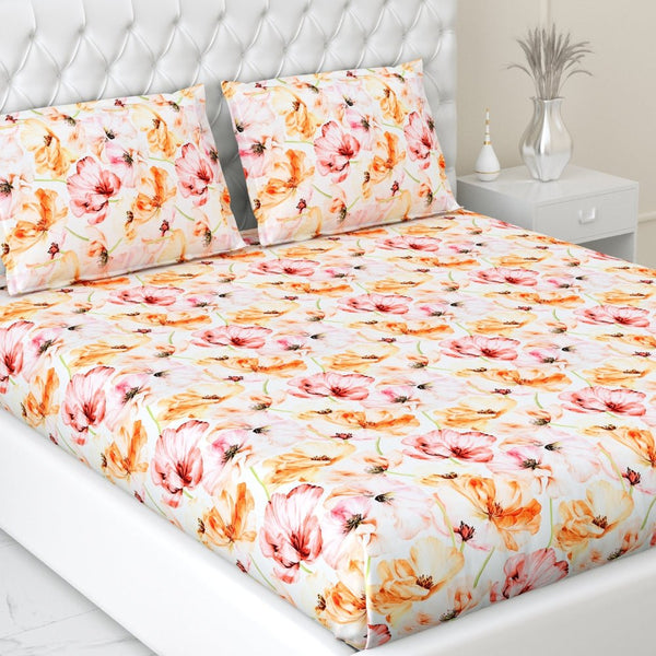 300 TC Satin Royale Bedsheet Seraphine Blossom, Multicolor