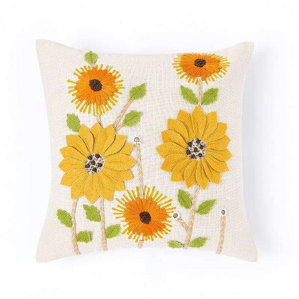 Ochre Spire Embroidered Cushion Cover Pack of 1,Mustard
