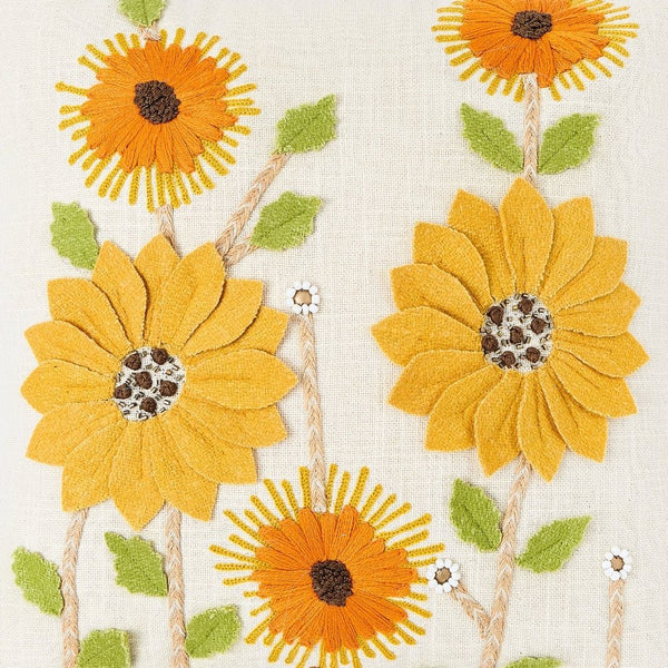 Ochre Spire Embroidered Cushion Cover Pack of 1,Mustard