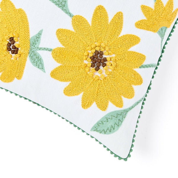 Canopy Gold Embroidered Cushion Cover Pack of 1, Mustard