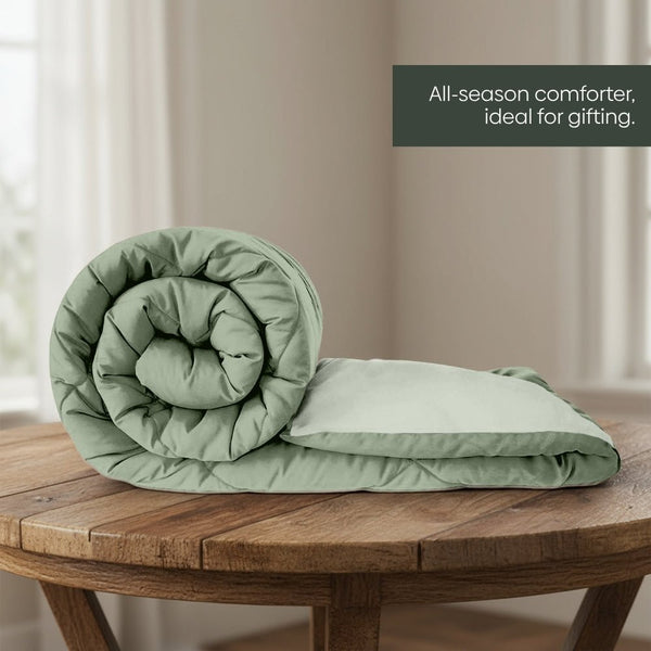 Comfy Flip Solid Reversible Comforter, Sage Green & Olive