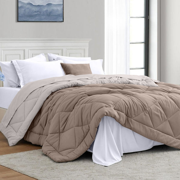 Comfy Flip Solid Reversible Comforter, Sand & Coco