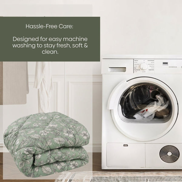 Garden Grace Printed Double Size Comforter, Sage Green