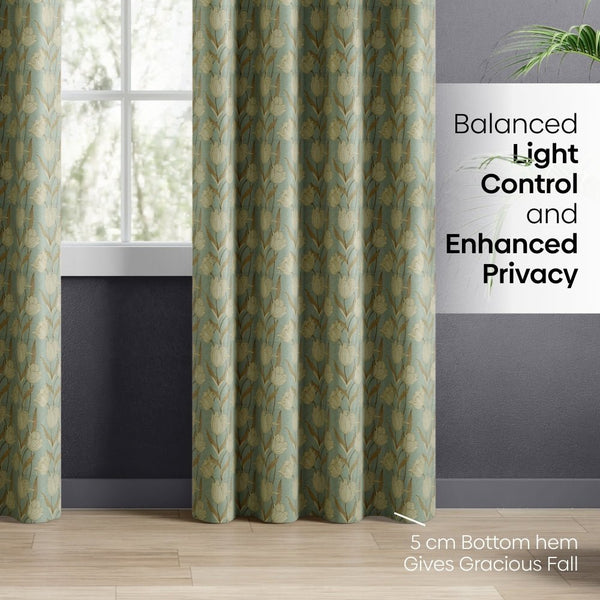 Blackout Digital Printed Pack Of 2 Curtain, Mist
