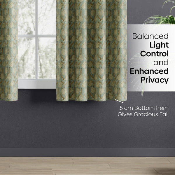 Blackout Digital Printed Pack Of 2 Curtain, Mist