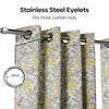 Blackout Digital Printed Pack Of 2 Curtain Amber Aviary, Grey