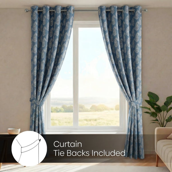 Blackout Digital Printed Pack Of 2 Curtain, Pale Blue