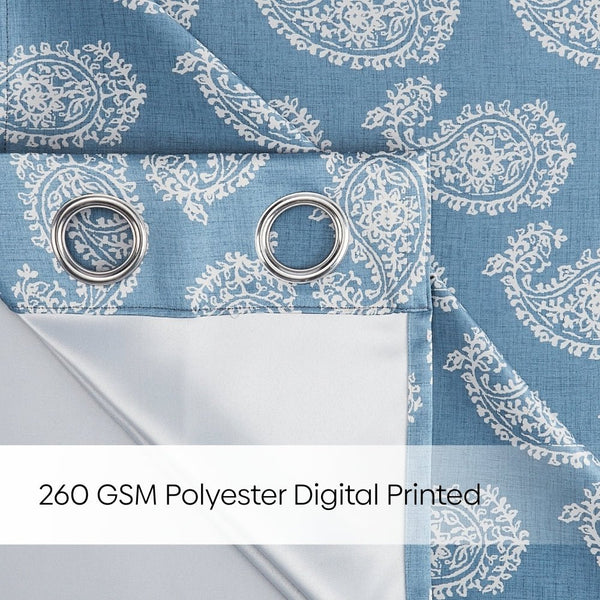 Blackout Digital Printed Pack Of 2 Curtain, Pale Blue