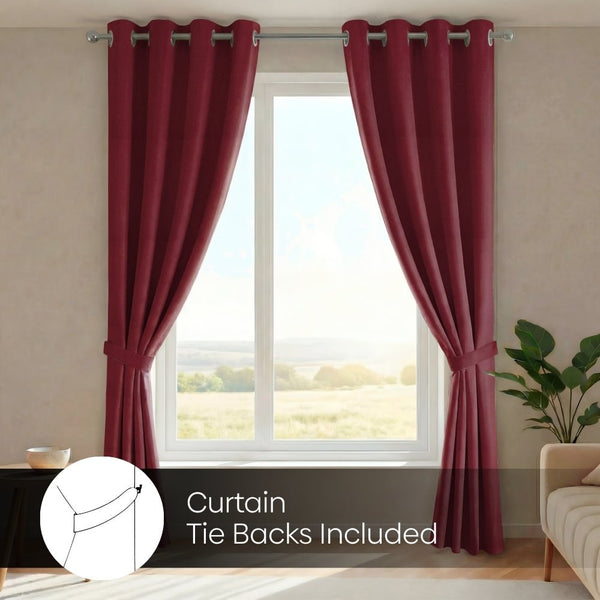 Blackout Solid Essential Drape Pack Of 2 Curtain, Crimson