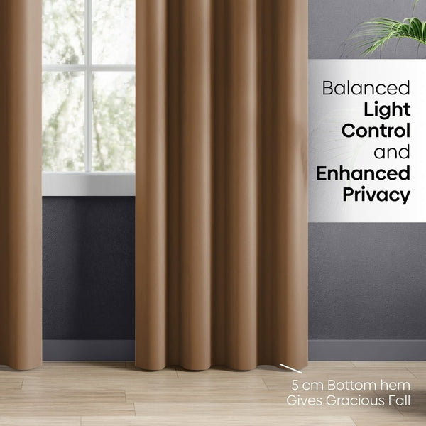 Blackout Solid Essential Drape Pack Of 2 Curtain, Taupe