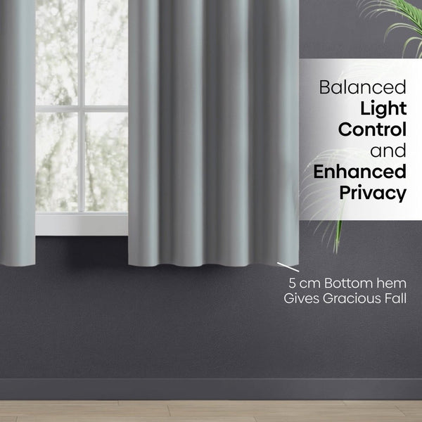 Blackout Solid Essential Drape Pack Of 2 Curtain, Ash Grey