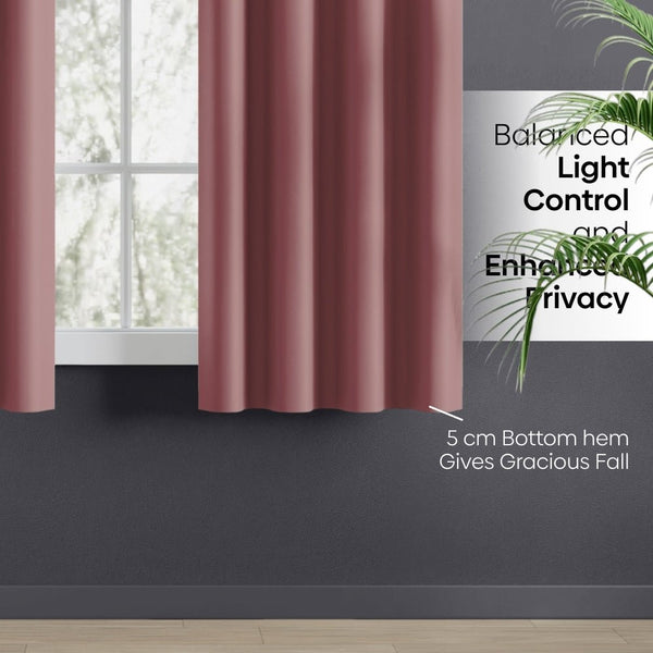 Blackout Solid Essential Drape Pack Of 2 Curtain, Rose