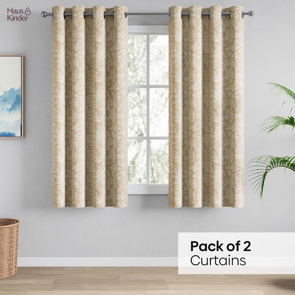 Cotton Printed Curtain Chalkflower, Beige